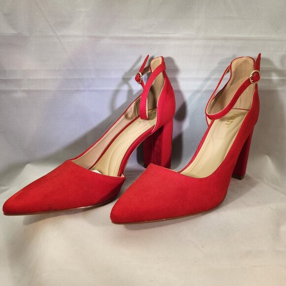 New Closed Toe Pumps 3-Inch Chunky Heels Pumps Ankle Strap Dress Wedding Shoes - Picture 2 of 9